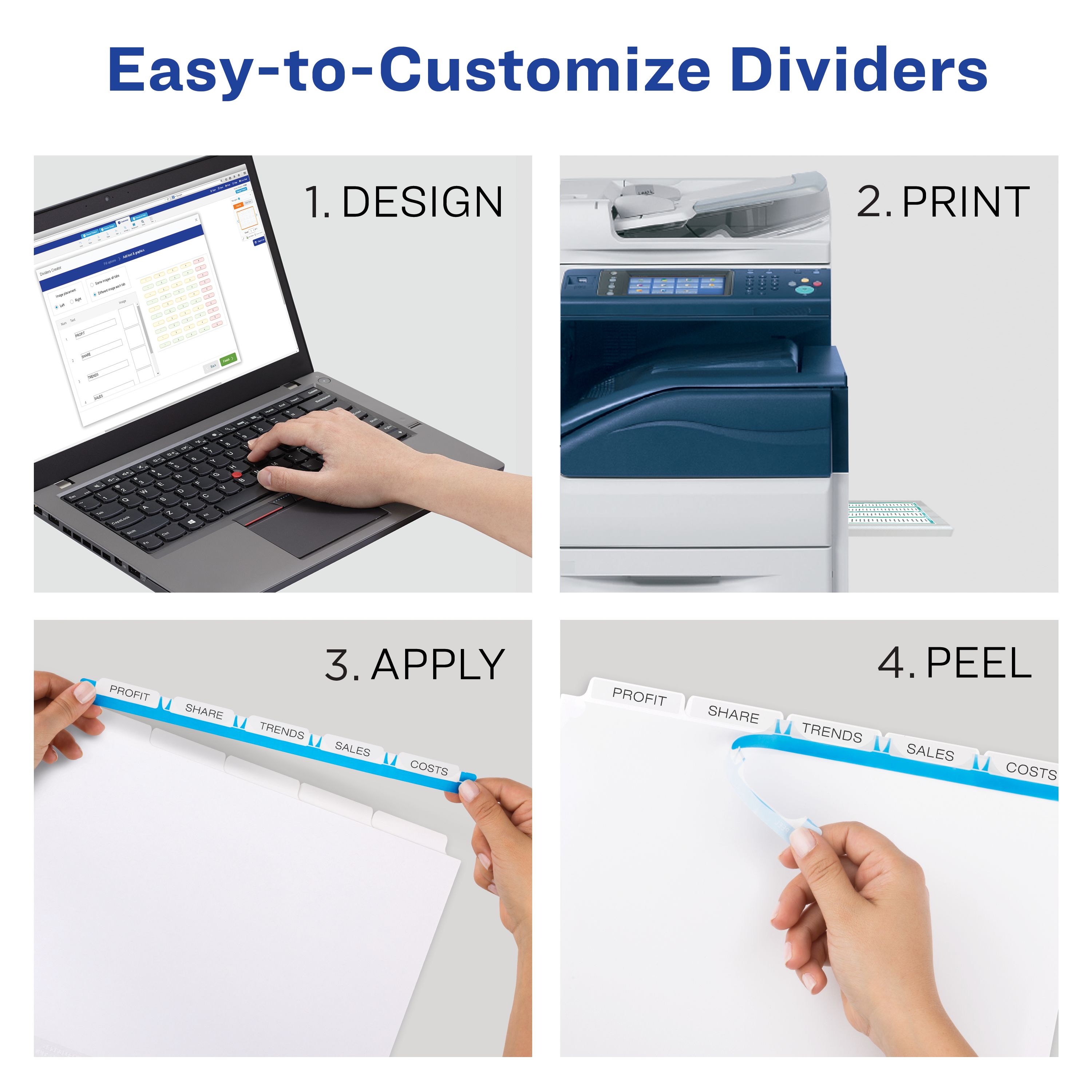 Avery Print & Apply Dividers 5 Tabs, 5 Sets (11421) | Avery